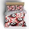 Red And Black Splash Soccer Ball Pattern 3Pcs Bedding Set Soft Microfiber Bedding Set For Football Fans Boys Bedroom