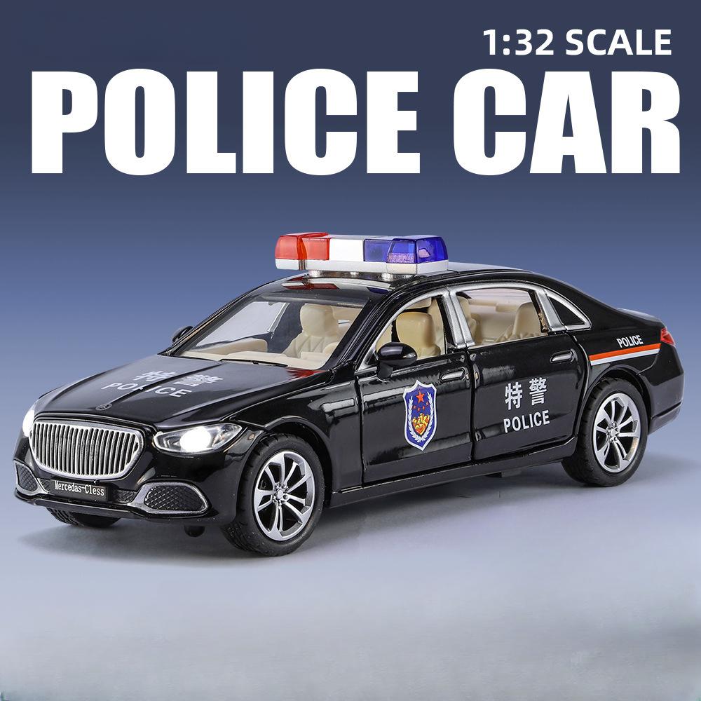 1/32 Scale Alloy Car Model Metal Diecasts S680 Police Car Model with Light Sound Pull Back Function Toy for Boy Collection Gifts чёрный