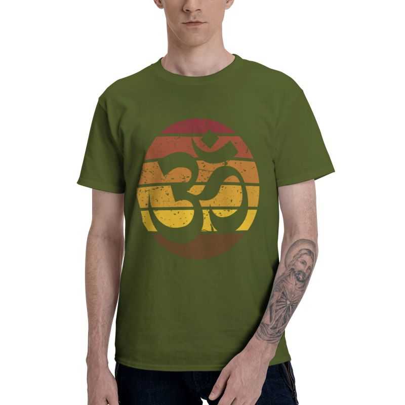 Vintage Om Sonnenuntergang Buddhismus T-Shirt für Herren Baumwoll-T-Shirt Neuheit T-Shirt Kurzarm Yoga Spirituell Meditation Buddhismus Aum T-Shirt