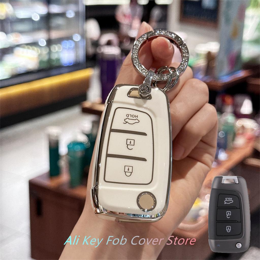 Key Fob Cover with Keychain Lanyard for For Hyundai Elantra Solaris I30 I35 I40 IX35 Sonata Santa Fe Tucson Verna Celesta Accent