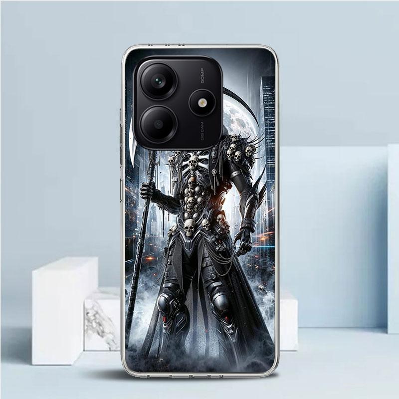 Death Grim Reaper Skull Scythe Soft Cover for Xiaomi Redmi Note 15 14 13 12 Pro Plus Phone Case 14S 11S 11T 11E 10S 10 4G Patter