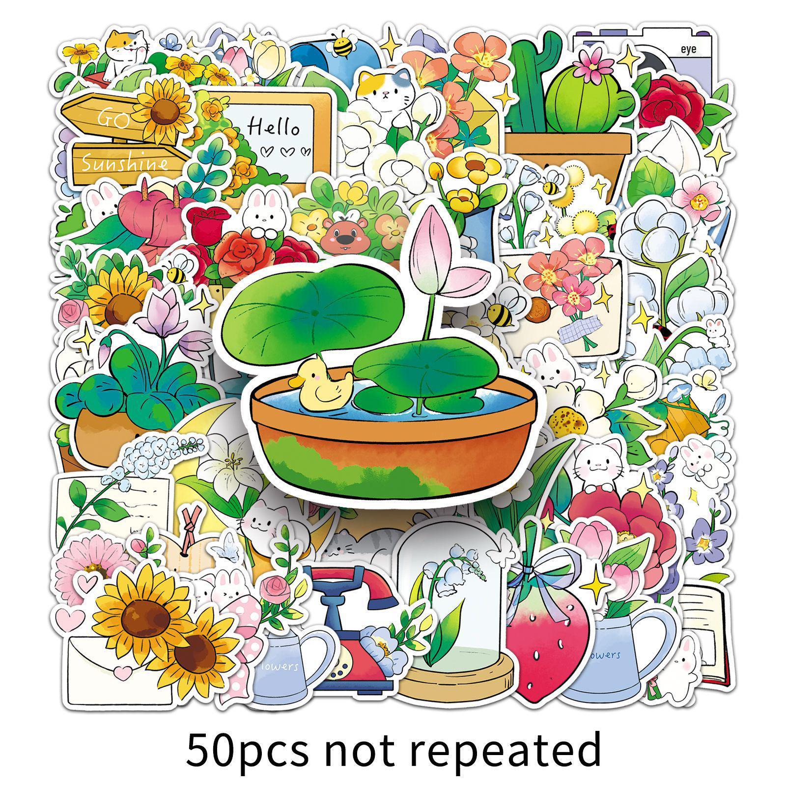

50 Flower Story Creative Cartoon Stickers for Phones, Desktops, and Cups
