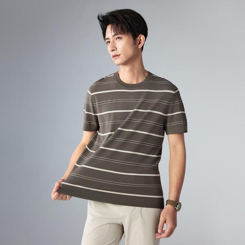 Lilang Men's Slim Fit Striped Knit T-Shirt