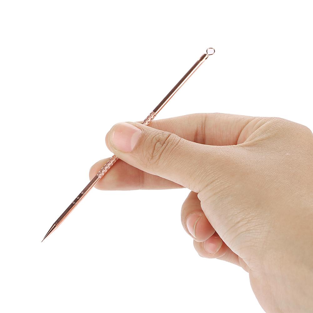 4Pcs/Set Acne Remover Tool Stainless Steel Rose Gold Double Head Needles Blackhead Extractor