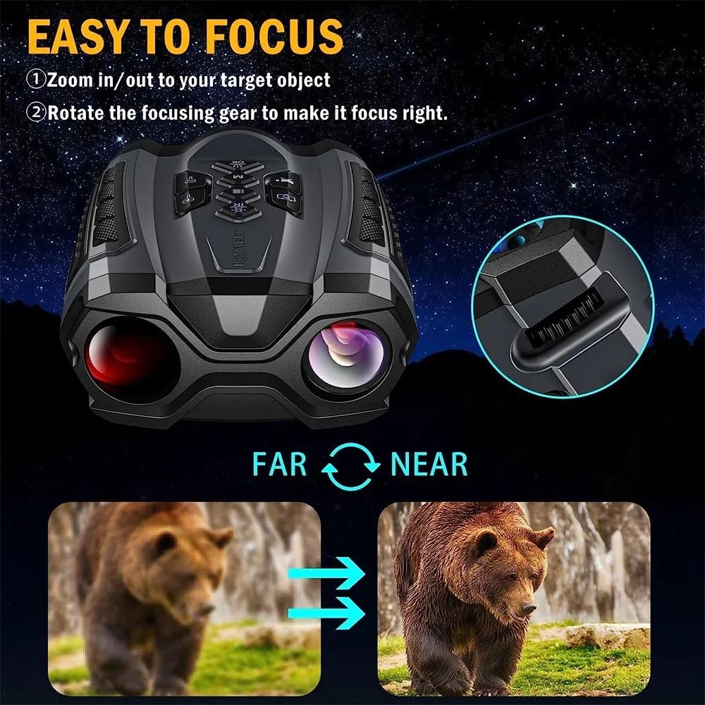 5K Binoculars, Infrared Night Vision Goggles, 10x Digital Zoom, Rechargeable, with a 3-inch Large Screen