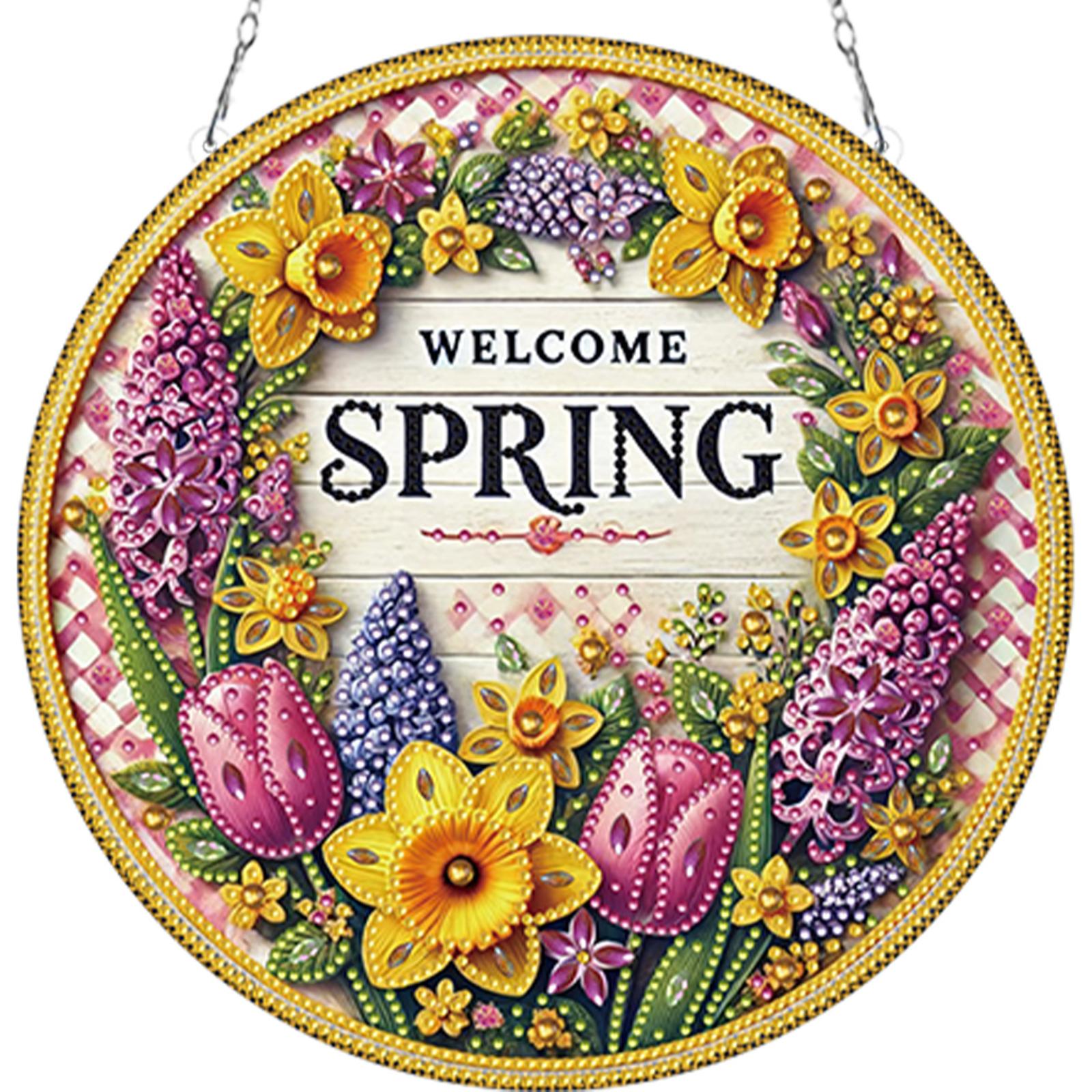 

Spring Garden 5D DIY Diamond Painting Dots Pendant Rhinestone Diamond Art Pendants Diamond Painting Ornaments for Wall Window