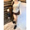 Lace Knitted T-shirt for Women in Autumn and Winter New Style Bottoming Shirt with Short Top