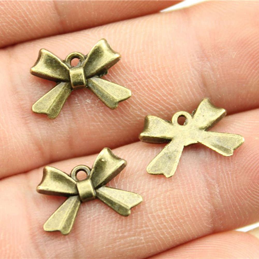20pcs Bow Tie Connector Zinc Alloy Charm DIY Necklace Making Findings Handmade Tibetan Jewelry