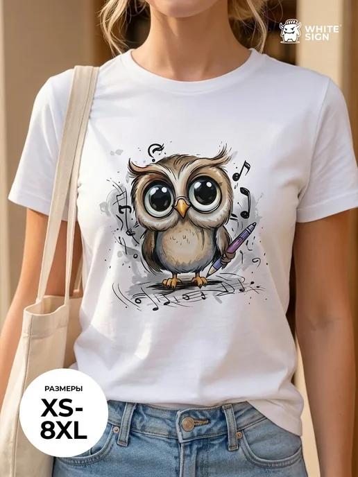 Oversized youth T-shirt Musical Owl (autumn style) S