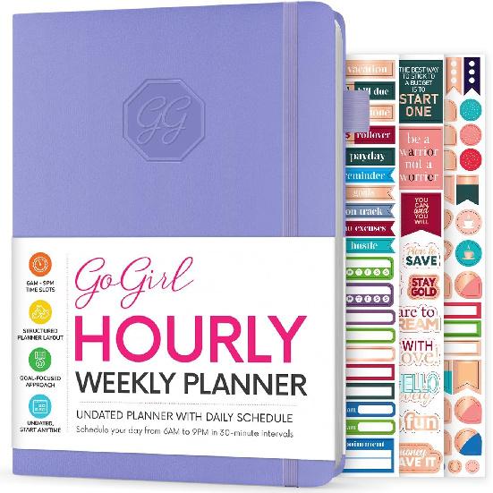 GoGirl Weekly Schedule Planner – Hourly Work & Life Planner with Time Slots – Vertical Agenda Organizer for Daily Productivity, A5 (Rose Gold)