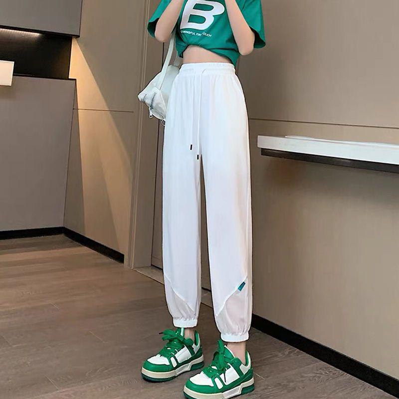 Women's Ice Silk Quick-Dry Cropped Sports Pants - Thin, Loose, Slimming, Plus Size, Trendy, Versatile Summer Wear