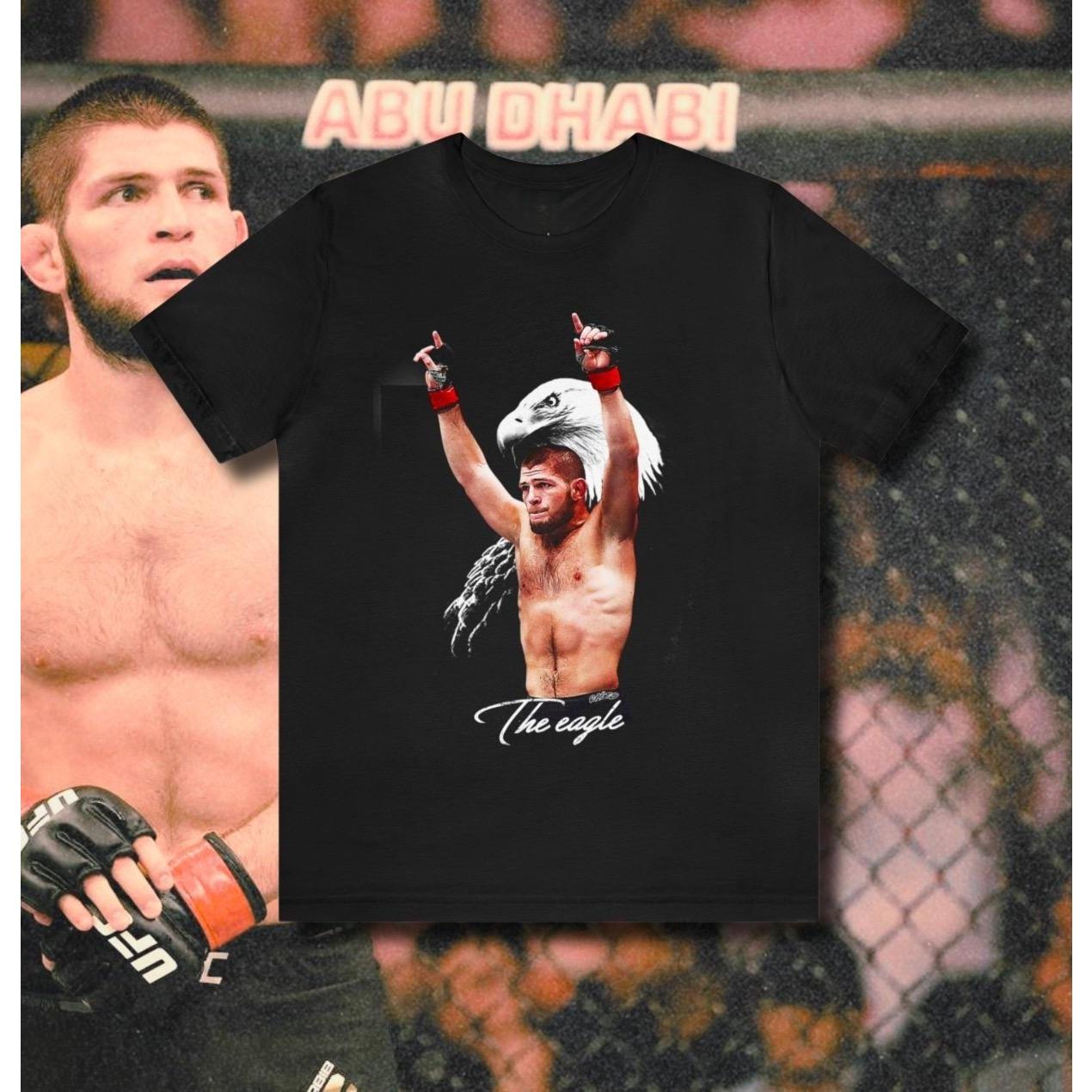 

2026 Лето UFC Хабиб Нурмагомедов Боевая Графическая Футболка Женская Спортивная Хлопковая С Коротким Рукавом Свободная Повседневная Рубашка для Фитнеса Унисекс S