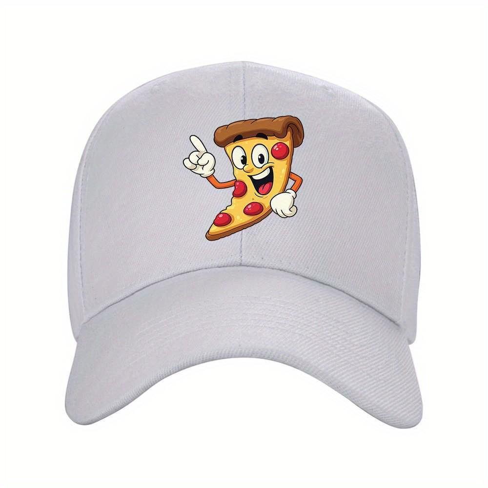 Happy Pizza Slice Character Baseball Cap Adjustable Unisex Outdoor Sports Travel Hat