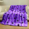 Purple Vertical Stripes with Scattered Black Paw Prints. for All Seasons Blanket Lunch Break Throw Gift