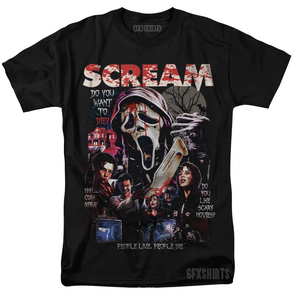 Scream Ghostface 90s Holloween Horror Movie vtg Graphic design T-shirt XXXXL