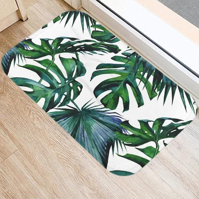 Tropical Plants Leaf Mat Kitchen Rugs Anti-slip Home Hallway Bedroom Entrance Carpets Washable Bathroom Porch Decorative Doormat