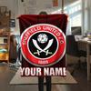 1PC Custom Name Sheffield United FC Patterned Flannel Blanket Suitable For All Seasons for Home Decor Warmth and Comfort Gifts Holiday Present