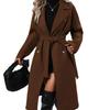 2025 Cross-Border Double-Breasted Solid Color Wool Coat with Lapel - Extra Long for Spring & Autumn