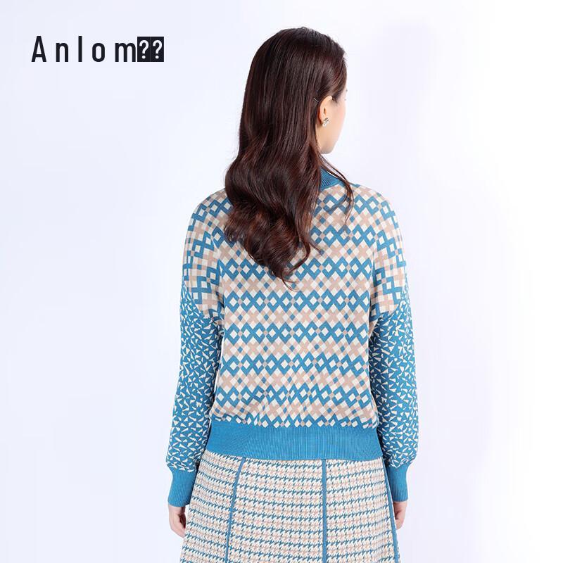 Anlom Women's Mock Neck Long Sleeve Plaid Pullover