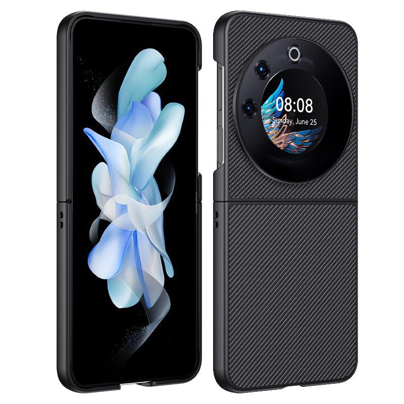 Suitable for Transsion PhantomVFlip Mobile Phone Case Carbon Fiber Kevlar Pattern Anti-drop Ultra-thin Leather Case Protective Case