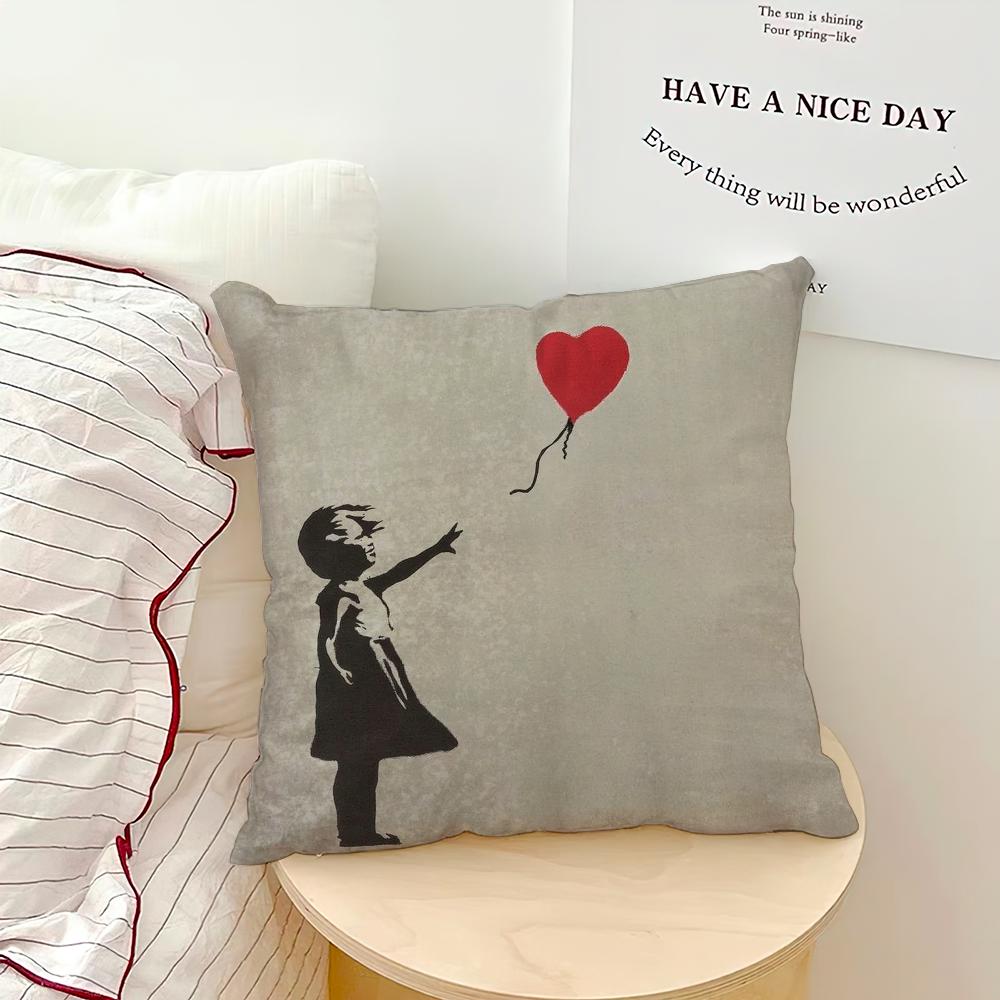 Banksy Street Graffiti Art Kissenbezug Weiche Kissenhüllen für Bauernhaus Sofa Dekor Heimdekorationen und Schutz