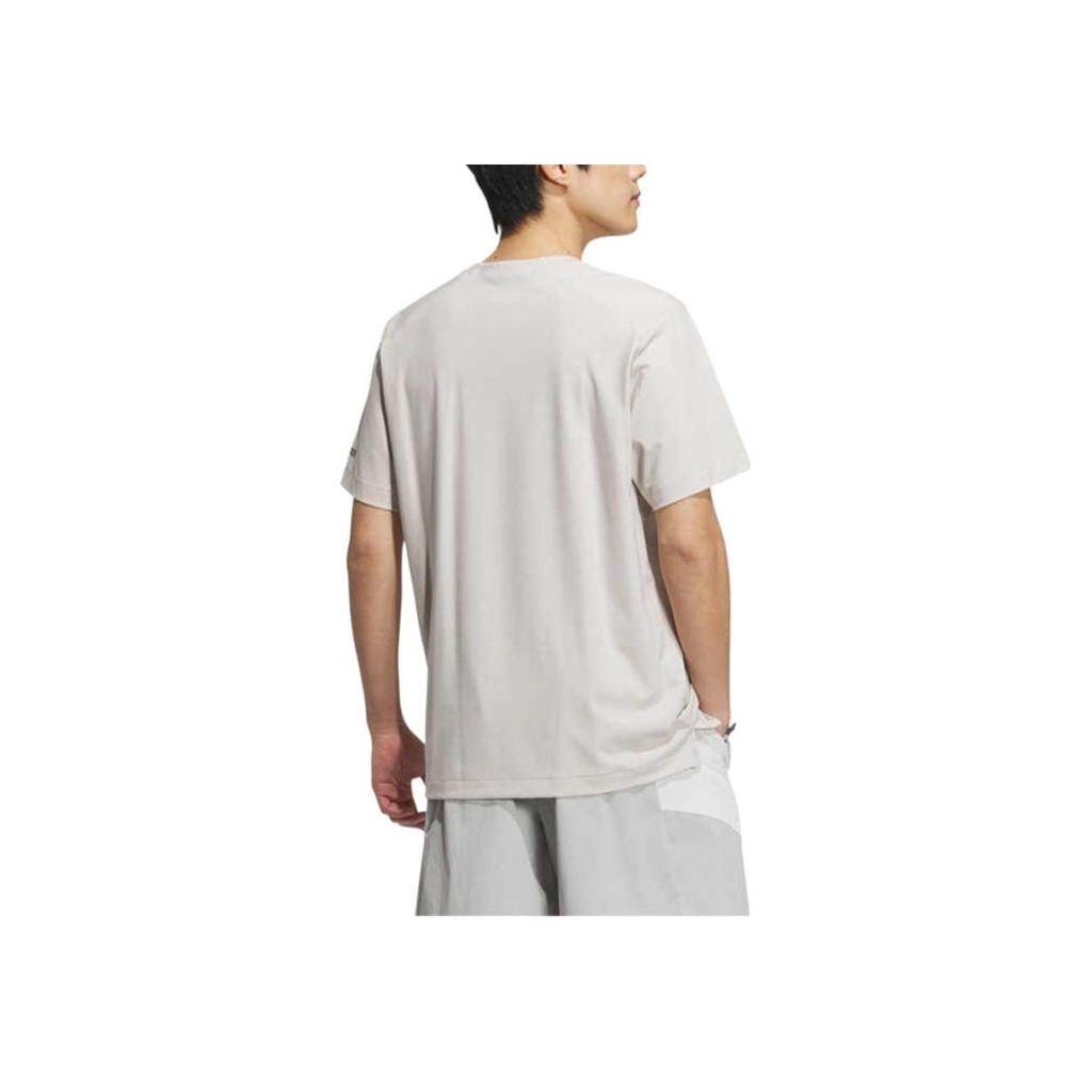 adidas Logo Round Neck Short Sleeve T-Shirt Men T-Shirts Beige JL6050