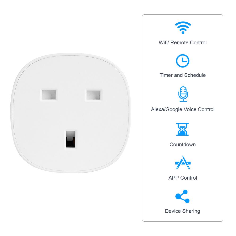 Graffiti WiFi Smart Socket: 13A UK Plug with Remote & Voice Control for Alexa