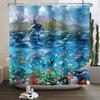 Underwater World Ocean Shower Curtain for Bathroom Seabed Animals Sea Turtle Dolphin Fish Waterproof Bathroom Curtain With Hooks