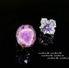 Uruguayan Purple Flower Gemstone Ring Vintage Plated 18K Gold, Tanzanian Amethyst Zircon Ring, Necklace