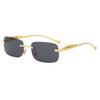 Cheetah Frameless Retro Square Sunglasses for Men & Women - Leopard Metal Design 2572