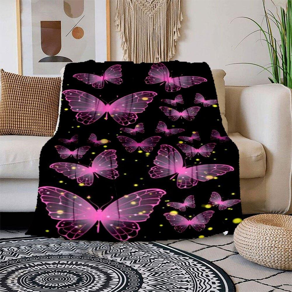 

Glowing Pink Butterfly Phone WallpaperBlanket Flannel Throw Blanket for Sofa, Bed, Travel, Camping, Office, Couch, Chair, And Bed Gift for C 150x180cm