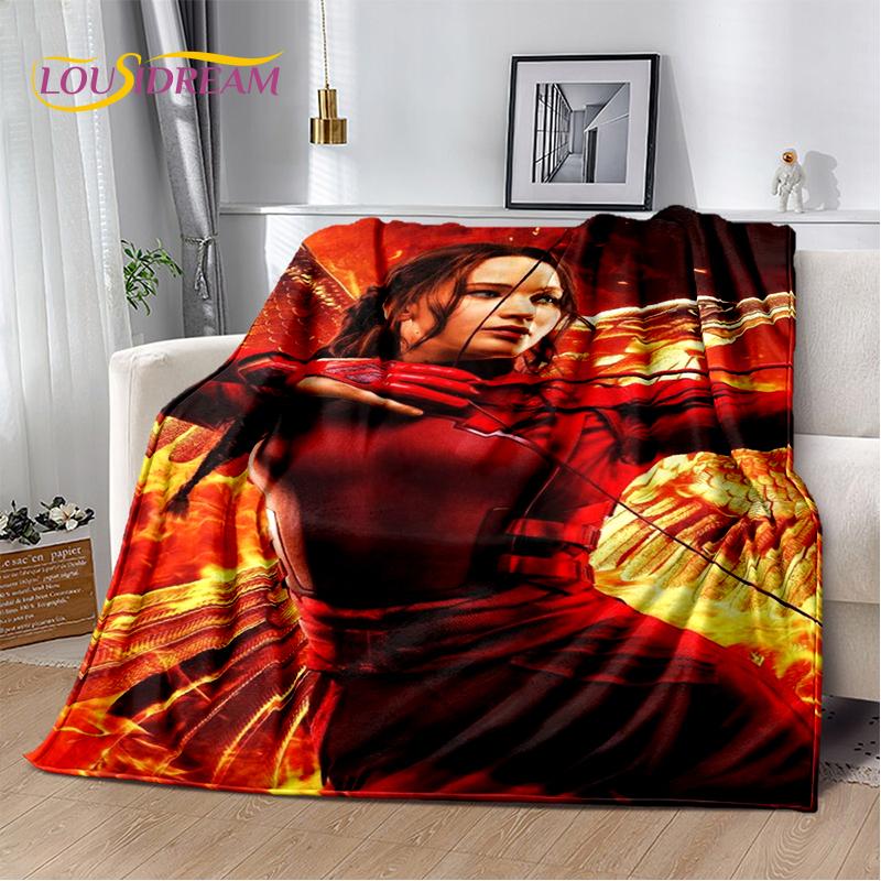 3D Dřevěná deka s postavou lukostřelce z filmu Hunger Games, měkká flanelová deka na postel, do ložnice, na pohovku, na piknik, přehoz na přikrytí venku