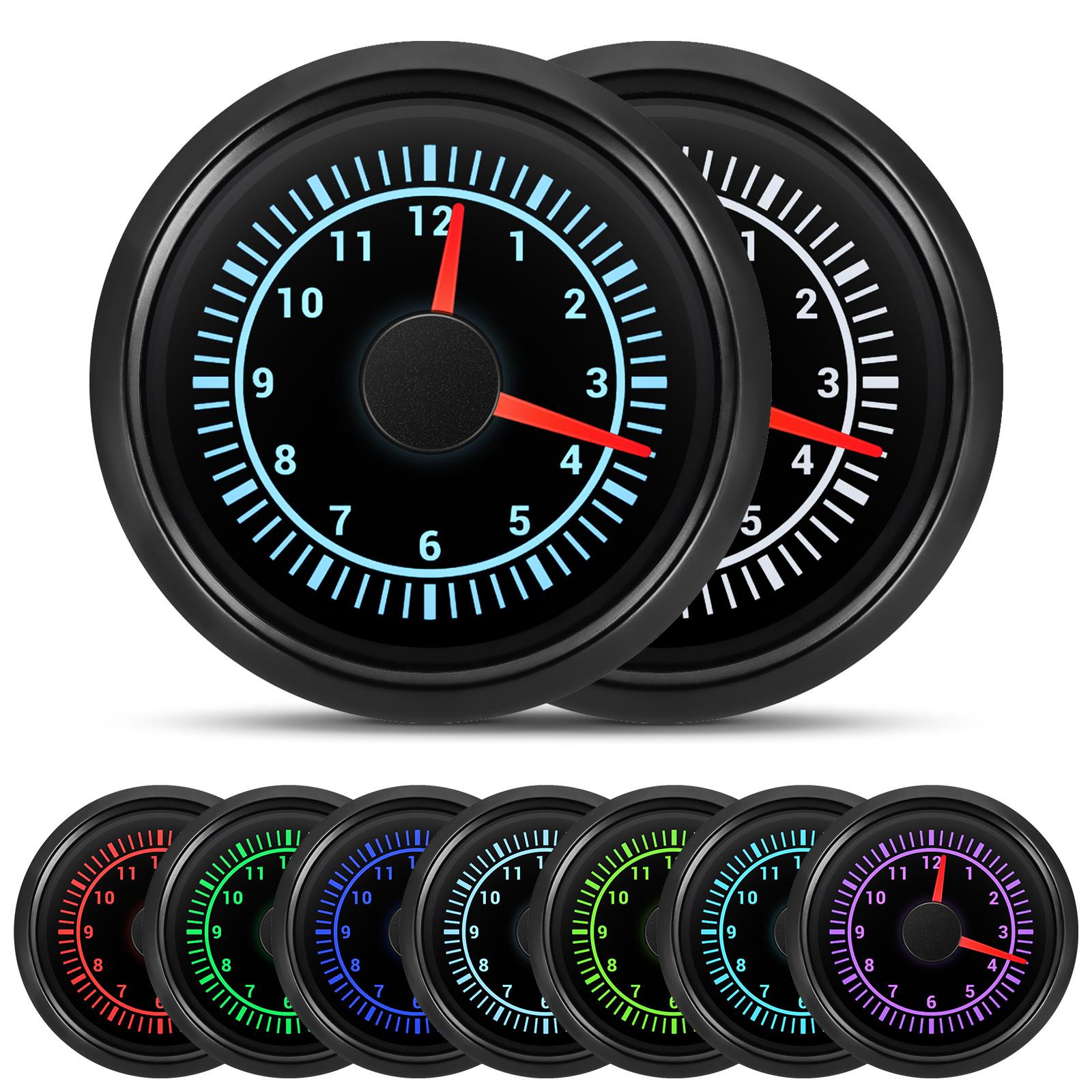52-мм Стрелочный указатель Часы 0~12 часов Для Автомобилей Лодки Грузовика С 7 Цветами Светодиодные Водонепроницаемый Часы-Измеритель Автомобильные Датчики Часы для Лодки 9-32В