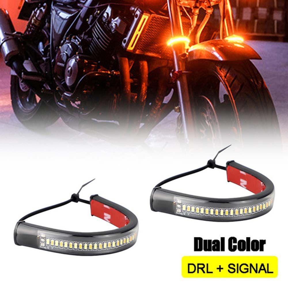 LED Daytime Running Lamp Motor Flasher Light Motorcycle Turn Signal Light Ring Fork Strip Lamp