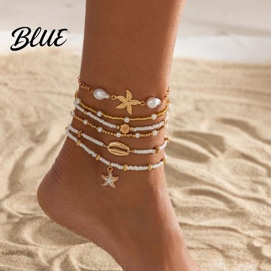 Water-friendly Anklet Beach for Women Starfish Shell Fish Tail Pendant