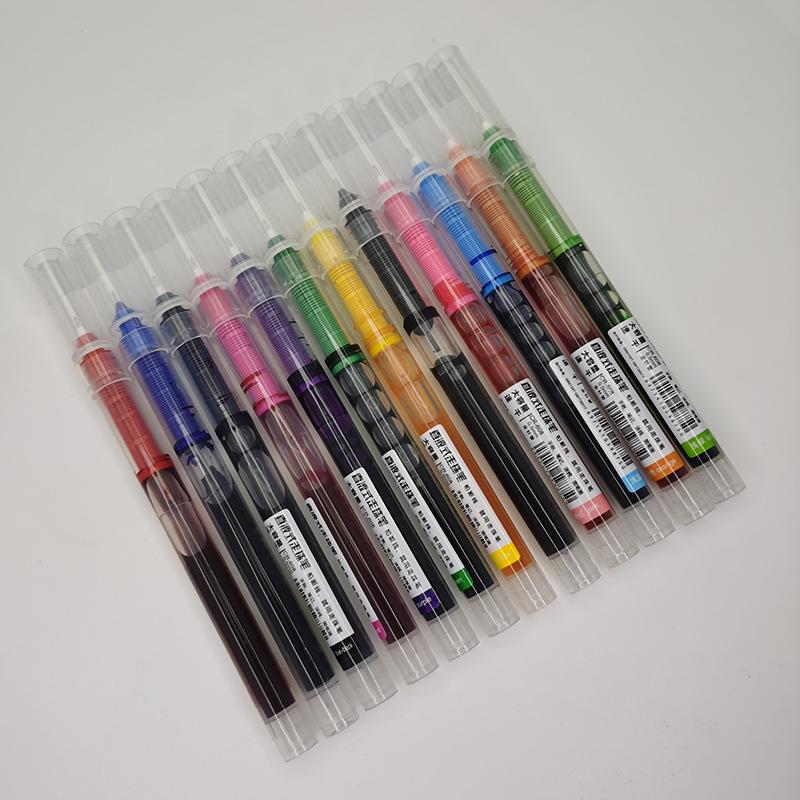 

Швидкосохнуча чорна ручка-ролер та набір фірмових ручок: Включає 12 нейтральних кольорів та студентську пір яну ручку 0.5mm