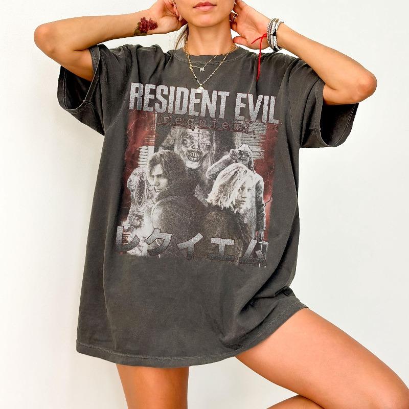 Винтажная футболка Comfort Colors Resident Evil Requiem Винтажная потертая футболка для фаната Леона Кеннеди S