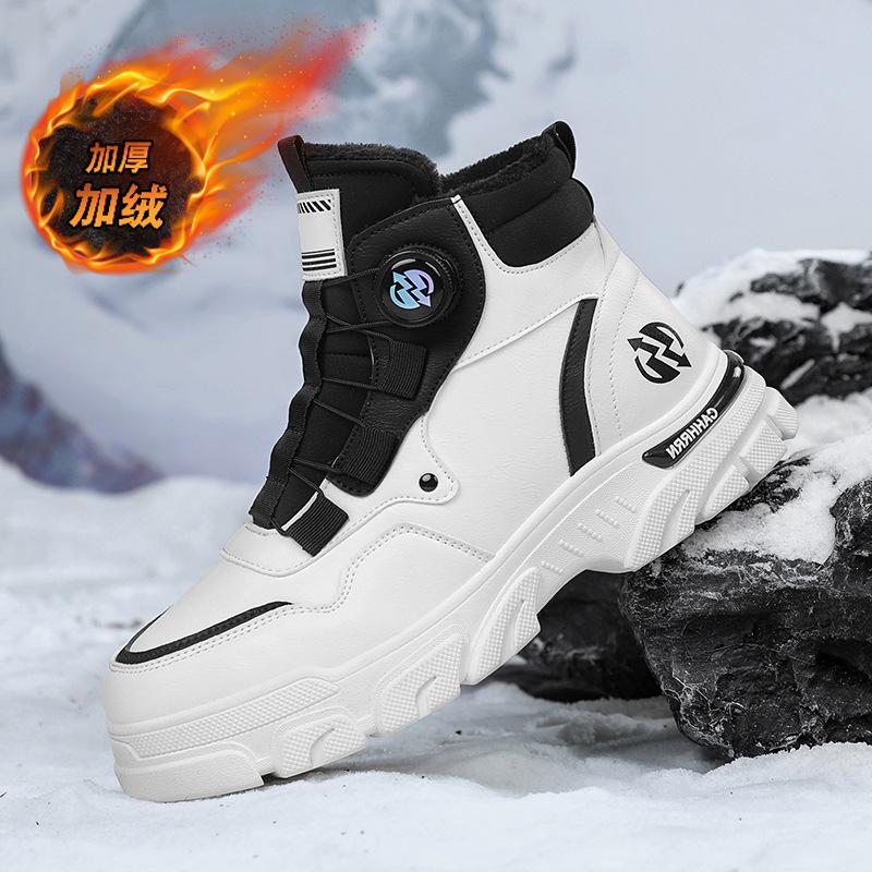 

Осень и зима новые кожаные теплые высокие ботинки Martin с вращающимися кнопками, мужские спортивные ботинки для активного отдыха, большие желтые ботинки для мужчин 45