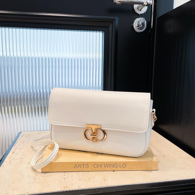 2025 einfarbige PU trendige personalisierte tägliche kleine Tasche einfache Damenhandtasche Umhängetasche Crossbody-Tasche Metallschnalle Damenhandtasche