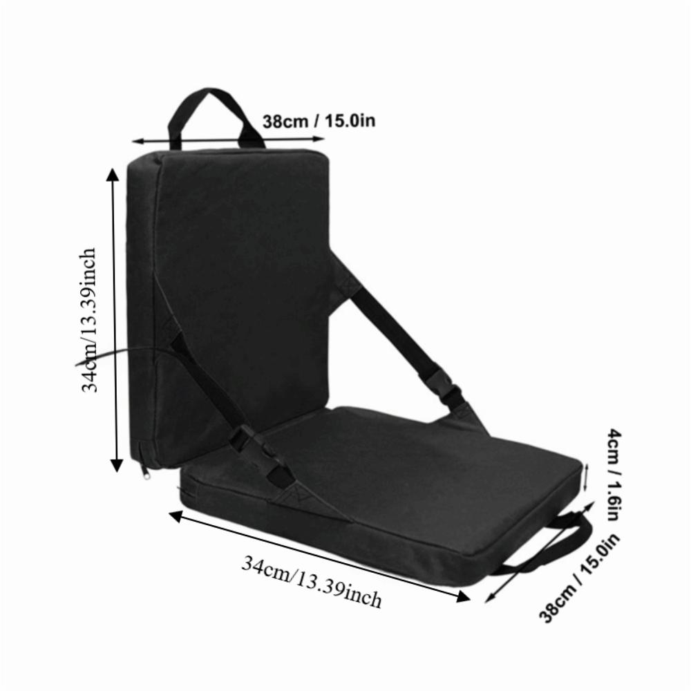 Durable With Zippered Pocket Folding Chair Cushion With Handle Black Adjustable Floor Chair Foldable Chair Cushion Camping Trips
