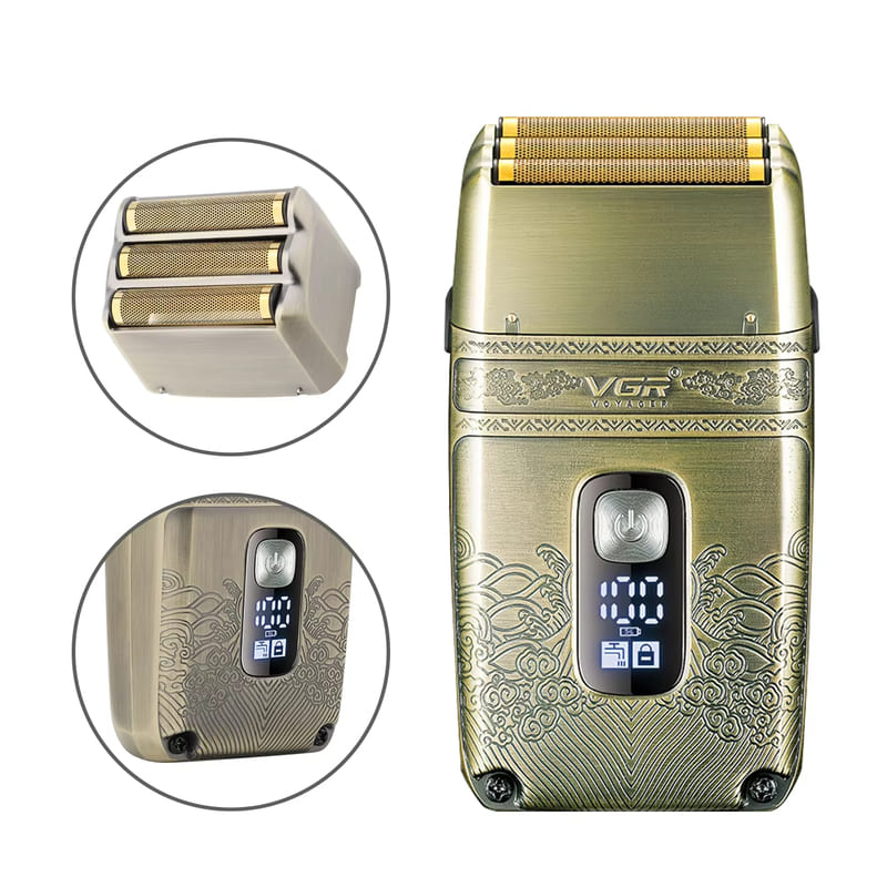 VGR 335 Universal Men's Reciprocating Three-Head Refreshing Shaver Rechargeable Electric Beard Shaver IPX6 Full Body Washable Floating Blade Shaver