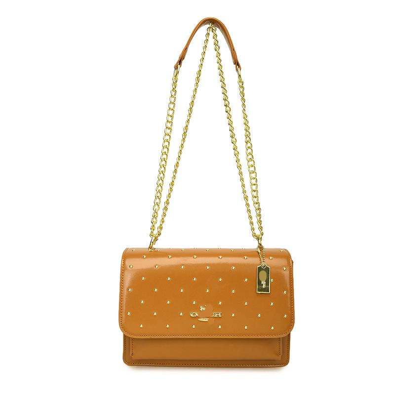 

2025 European and American High-End Women s Small Square Lacquer Rivet Chain Crossbody Shoulder Bag