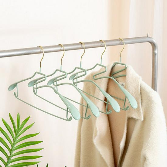 Stainless Steel Non-slip Plastic Coated Clothes Hanger, Anti-shoulder Point Design 5 pieces