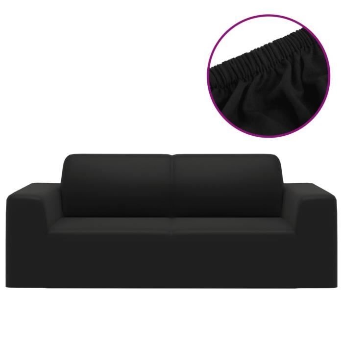 VidaXL Stretch Sofa Cover 2-Seater Black Polyester Jersey 332933