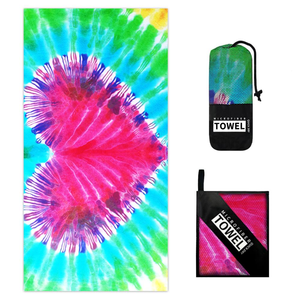 

70*140см Новое пляжное полотенце Тай-дай с принтом сердца Пескостойкое Быстросохнущее Пляжное полотенце для отдыха Абсорбирующее Банное полотенце для путешествий