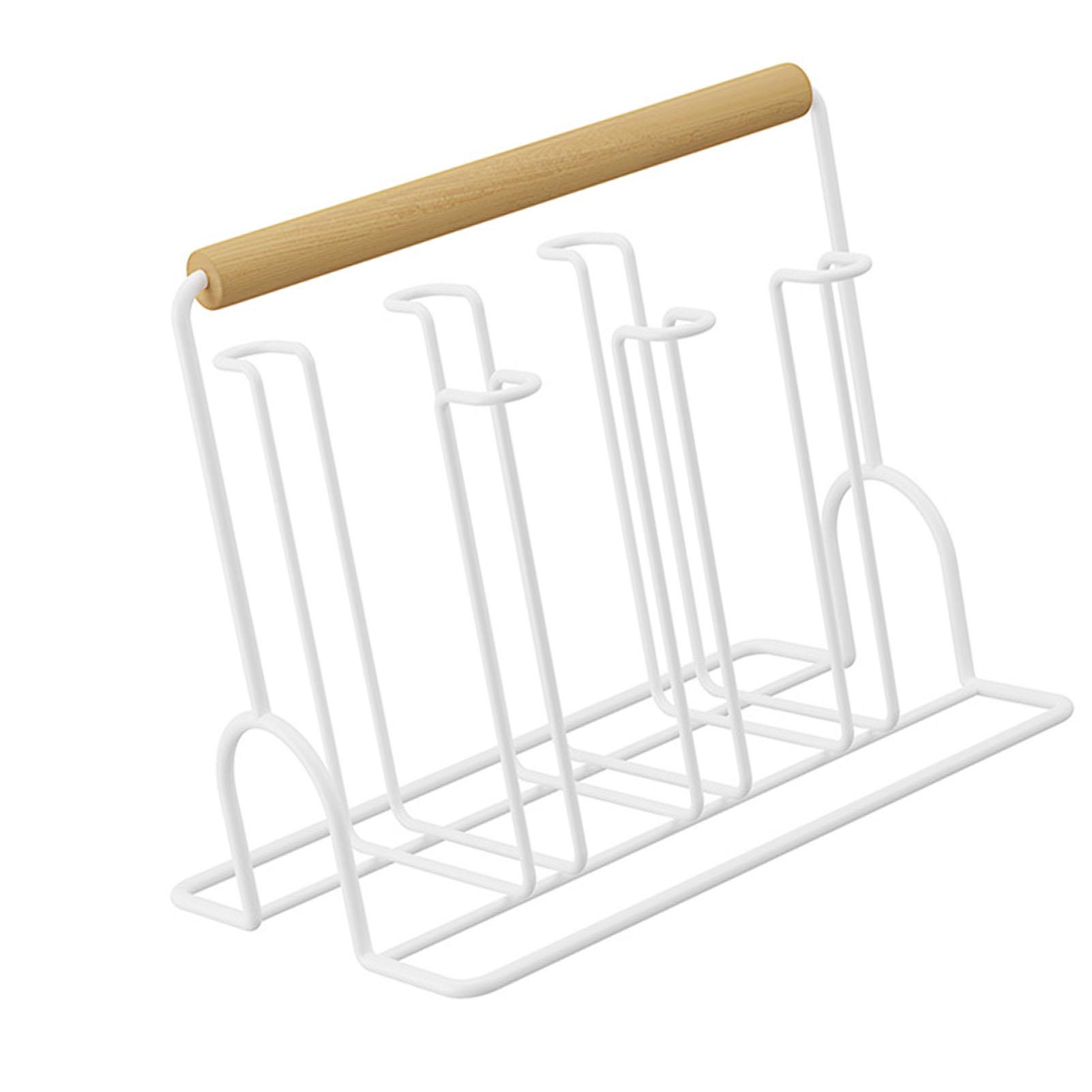 Glass Drying Rack Prevent Slip Hanging Storage Cup Draining Stand with Wooden Handle for Home Coffee Table