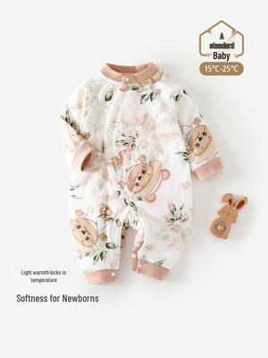 Herbst Winter Gesteppter Neugeborenen Strampler - Weicher Baumwoll-Overall für Babys, Leichtgewicht 40g, Knochenloses Design für bequemes Krabbeln
