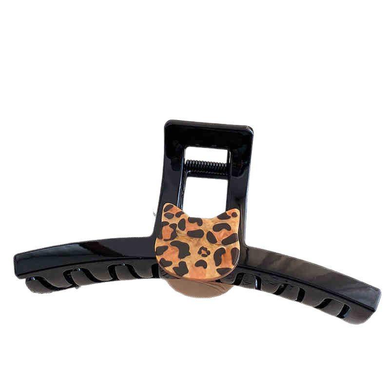 Leopard Print Cat Hair Clip for Women - Versatile and Fashionable Updo Claw Clip