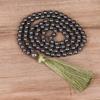 Colar de contas de obsidiana mala bênção meditação ioga tibetano borla jóias