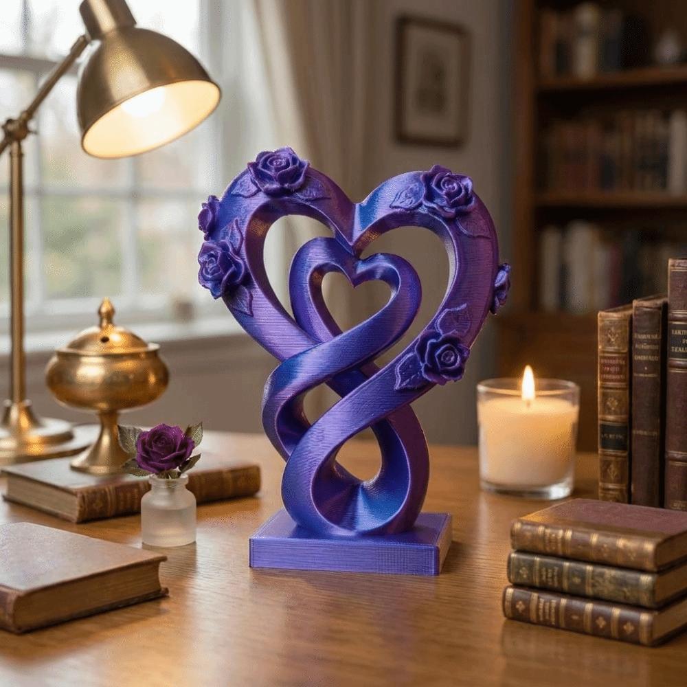 Romantisches Herz Rosen Ornament Dekorativ Modern 3D Gedrucktes Herzförmiges Ornament Kunststoff Herz Statue Ornament Bücherregal Dekor